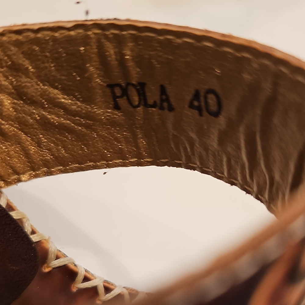 L'ARTISTE POLA Floral WEDGE Appliqué Sandals - Brown, Teal, Red SIZE 40 - Picture 8 of 12